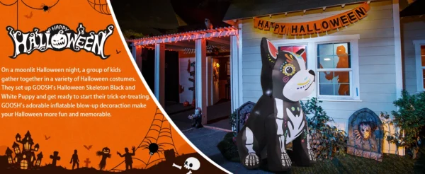 GOOSH 5ft Halloween Inflatable Skeleton Bulldog with LED Lights - Image 7