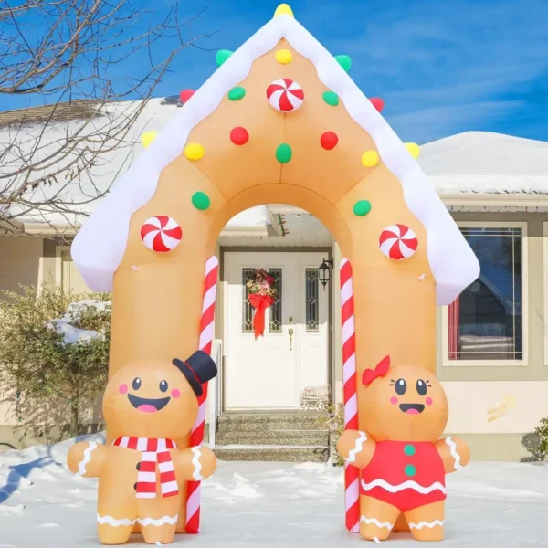 11.8FT Gingerbread Christmas Inflatable Archway with LED Lights 🎄🍬 - Image 4