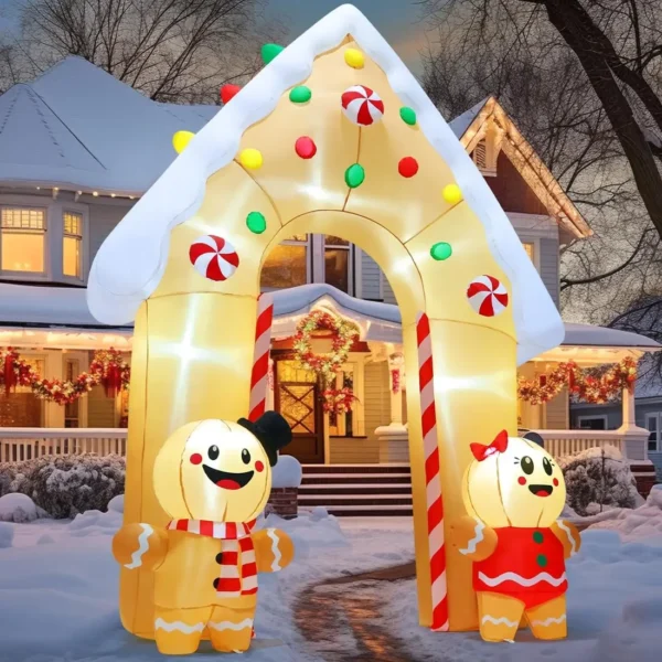 11.8FT Gingerbread Christmas Inflatable Archway with LED Lights 🎄🍬 - Image 3