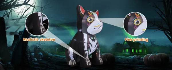 GOOSH 5ft Halloween Inflatable Skeleton Bulldog with LED Lights - Image 15