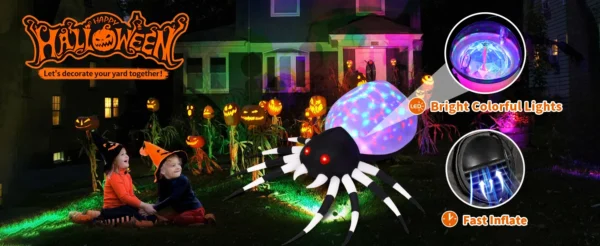 GOOSH 6FT Halloween Inflatable Spider with LED Lights Outdoor Yard Decoration - Image 12