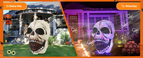 GOOSH 4FT Halloween Inflatable Skull with Colorful LED Lights, Scary Outdoor Party Decoration - Image 16