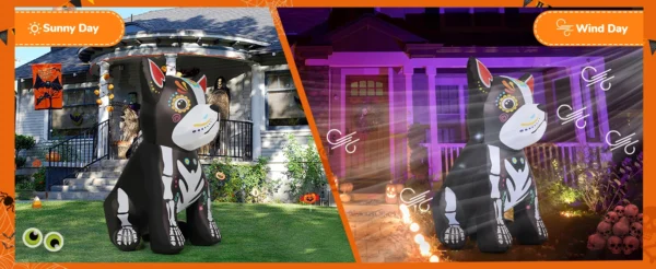 GOOSH 5FT Halloween Inflatable Skeleton Bulldog with LED Lights - Image 12