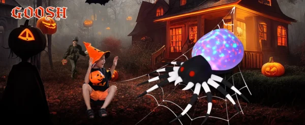 GOOSH 6FT Halloween Inflatable Spider with LED Lights Outdoor Yard Decoration - Image 7