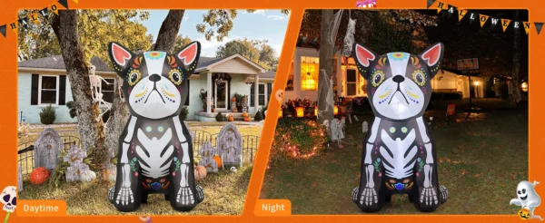 GOOSH 5ft Halloween Inflatable Skeleton Bulldog with LED Lights - Image 11
