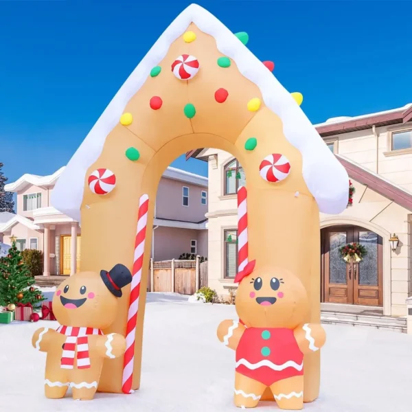 11.8FT Gingerbread Christmas Inflatable Archway with LED Lights 🎄🍬 - Image 5