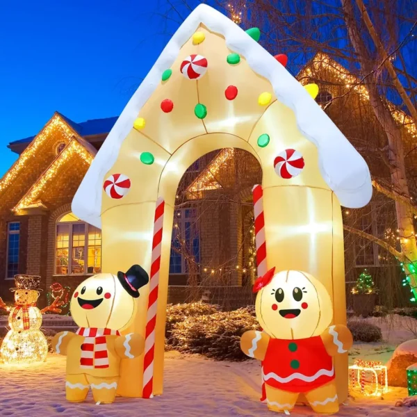 11.8FT Gingerbread Christmas Inflatable Archway with LED Lights 🎄🍬 - Image 2
