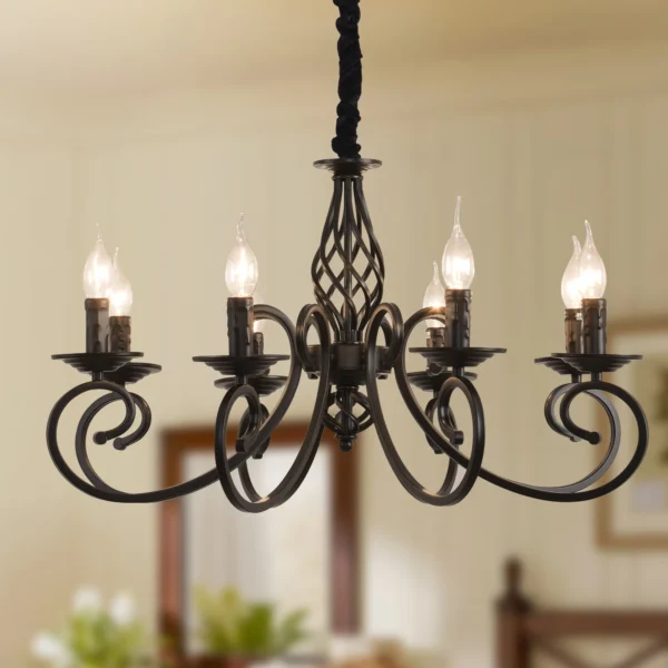 Rustic 8-Light French Country Chandelier – Vintage Iron Pendant - Image 7
