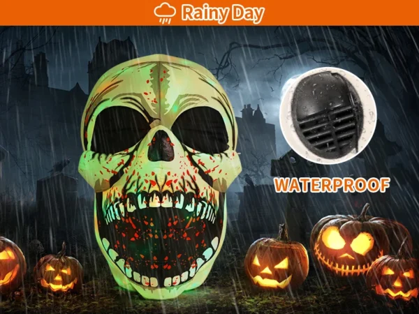 GOOSH 4FT Halloween Inflatable Skull with Colorful LED Lights, Scary Outdoor Party Decoration - Image 9