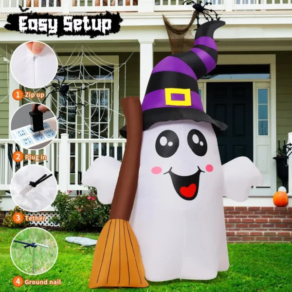 GOOSH 6.2FT Halloween Inflatable Ghost with LED Lights - Image 3