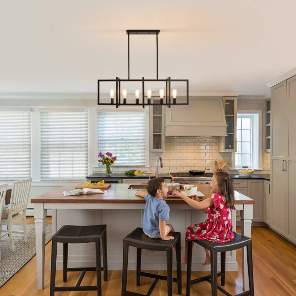 Modern 6-Light Black Industrial Linear Chandelier - Image 4