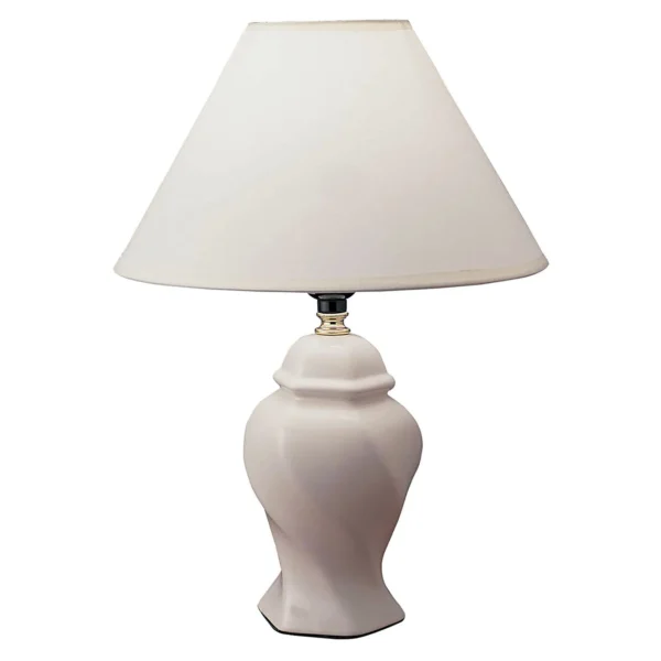 HMS White Ceramic Bedside Table Lamp – Modern Portable Light