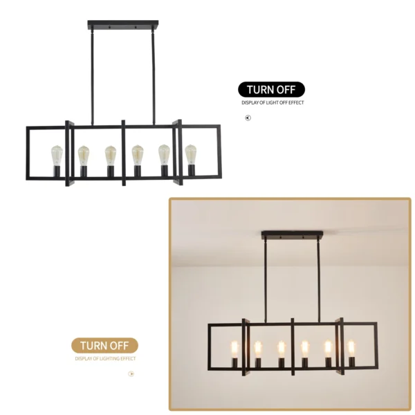 Modern 6-Light Black Industrial Linear Chandelier - Image 6