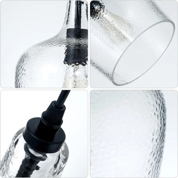 Seeded Glass Pendant Light – Modern Black Dome Fixture - Image 6