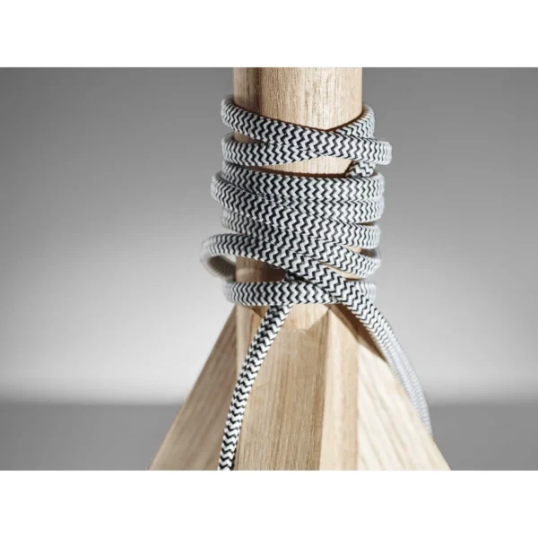 HMS 25" Natural Wood Tripod Lamp with Gray Shade - Image 6