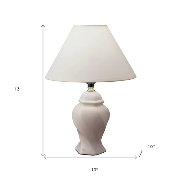 HMS White Ceramic Bedside Table Lamp – Modern Portable Light - Image 5