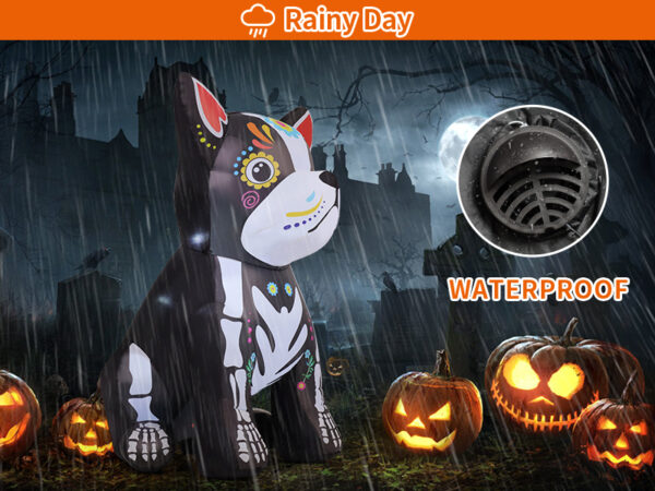 GOOSH 5ft Halloween Inflatable Skeleton Bulldog with LED Lights - Image 8