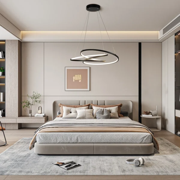 Modern Black LED Pendant Light, 40W Dimmable with Remote Control - Image 5