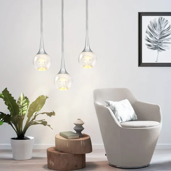 Mini LED Jellyfish Pendant Light – Warm Glow Kitchen Lamp - Image 6