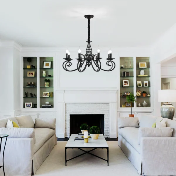 Rustic 8-Light French Country Chandelier – Vintage Iron Pendant - Image 6