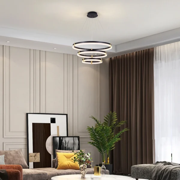Modern Dimmable LED Crystal Chandelier – Black Acrylic Pendant Light - Image 4