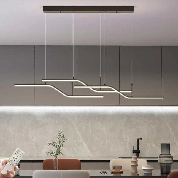 Modern LED Wave Pendant Light – 45W Dimmable, 3-Light with Remote - Image 8