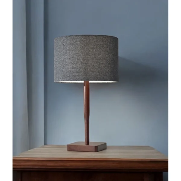 HMS Modern Walnut Wood Table Lamp – LED Ambient Light for Home & Office