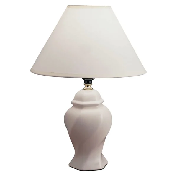HMS White Ceramic Bedside Table Lamp – Modern Portable Light - Image 2