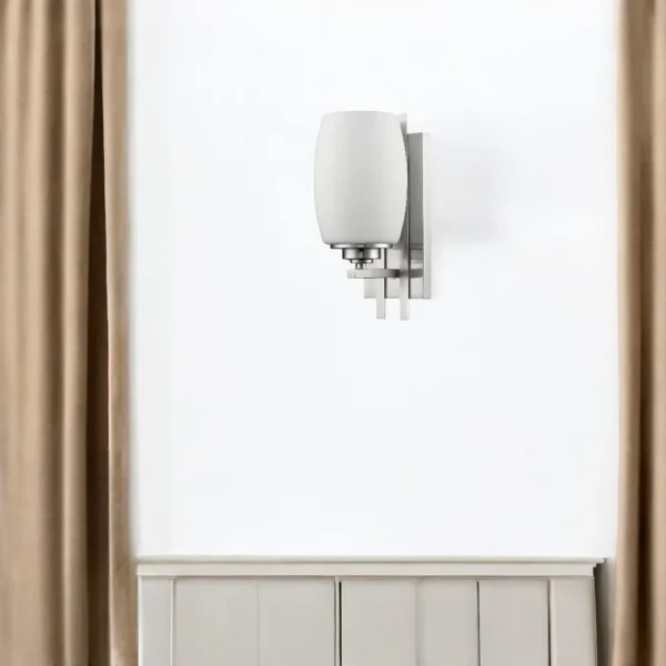 Geometric Silver LED Wall Sconce, Modern Frosted Glass Indoor Light