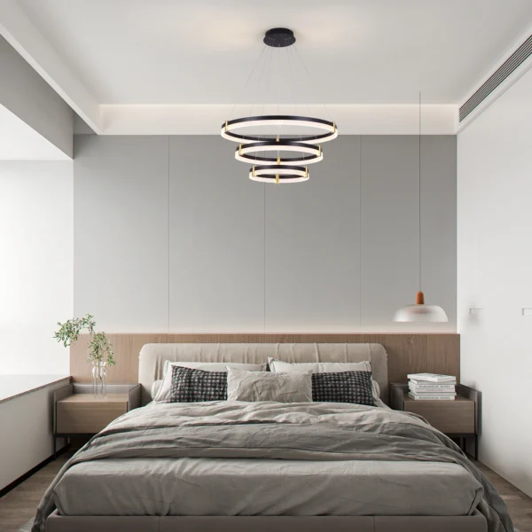 Modern Dimmable LED Crystal Chandelier – Black Acrylic Pendant Light - Image 5