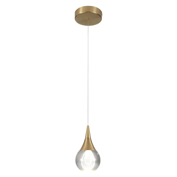Brass LED Globe Pendant Light with Crystal Teardrop – Adjustable Modern Kitchen Light - Image 7