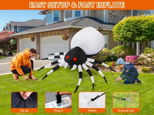 GOOSH 6FT Halloween Inflatable Spider with LED Lights Outdoor Yard Decoration - Image 8