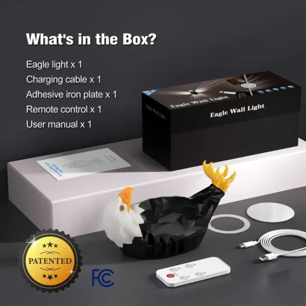 Bald Eagle Wall Light – Remote Control Magnetic Eagle Lamp - Image 2