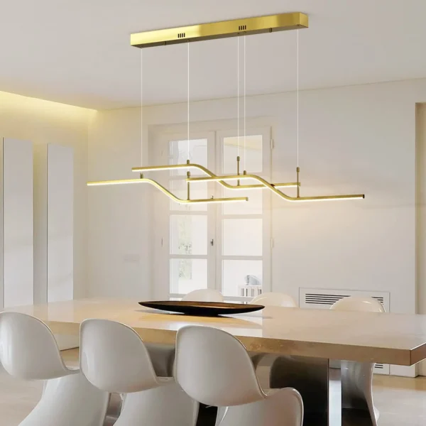 Modern LED Wave Pendant Light – 45W Dimmable, 3-Light with Remote - Image 4