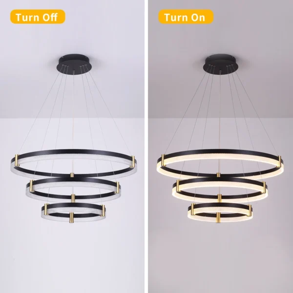 Modern Dimmable LED Crystal Chandelier – Black Acrylic Pendant Light - Image 3