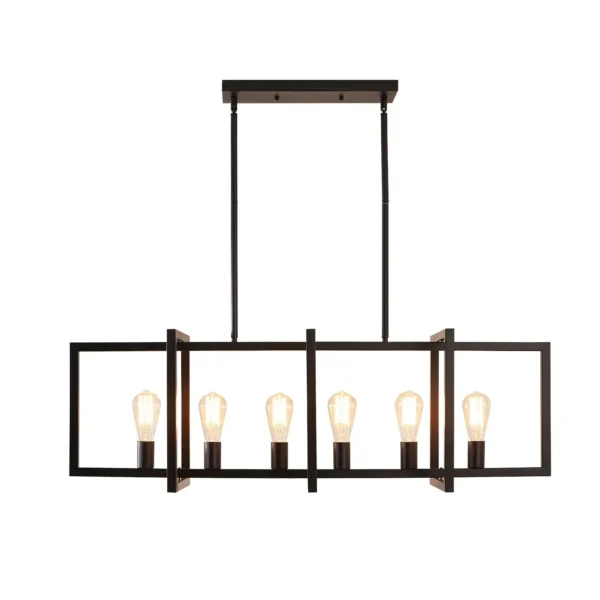 Modern 6-Light Black Industrial Linear Chandelier - Image 7