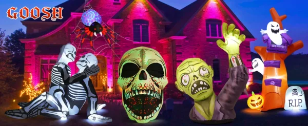 GOOSH 4FT Halloween Inflatable Skull with Colorful LED Lights, Scary Outdoor Party Decoration - Image 19