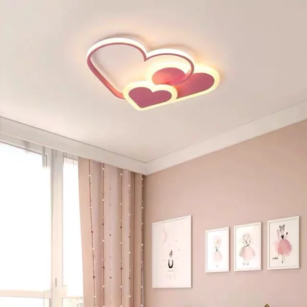 Modern Heart LED Ceiling Light – Nordic Kids Room Lamp in Pink & White - Image 9