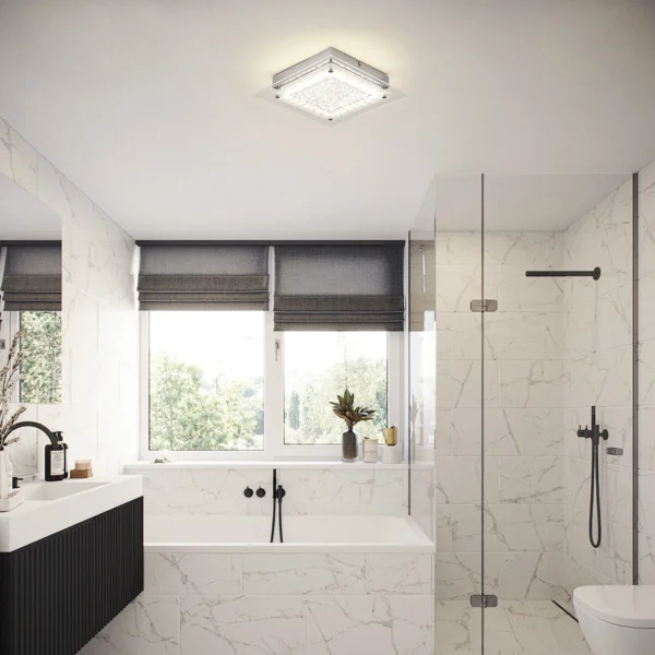 Flush Mount Crystal Ceiling Light, Square Dimmable Fixture for Hallway - Image 5