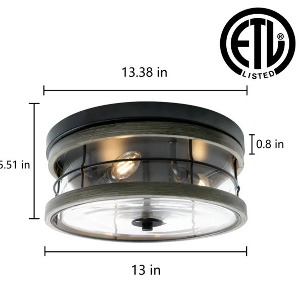 Farmhouse 3-Light Flush Mount Ceiling Light with Clear Glass - Image 5
