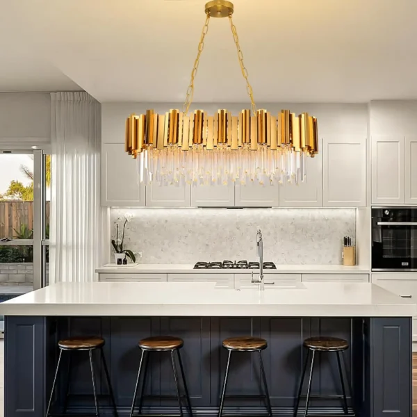 Gold Crystal Chandelier – Modern 8-Light Pendant Ceiling Fixture for Dining Room - Image 2