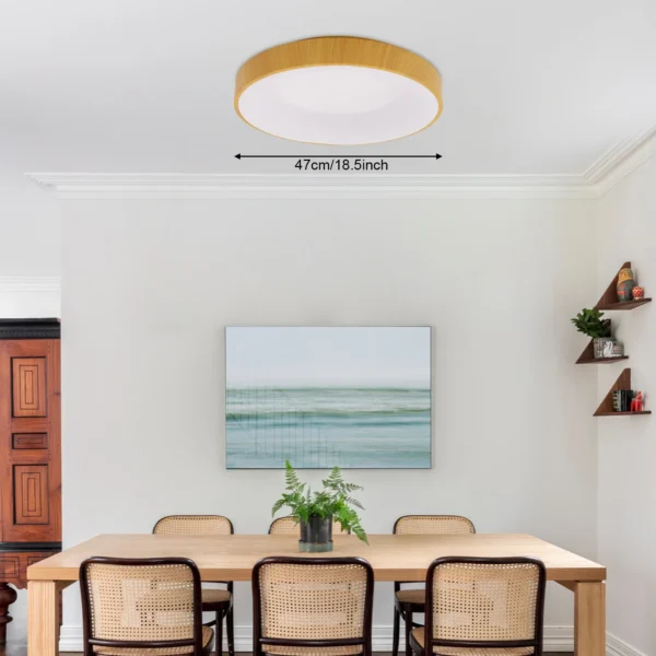 Modern LED Wood Grain Ceiling Light, 36W Flush Mount Lamp for 10-20m² Rooms - Image 4