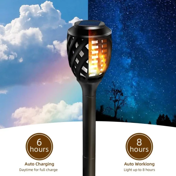 8-Pack Solar Torch Lights, Outdoor Flickering Flame Landscape Decoration - Image 4