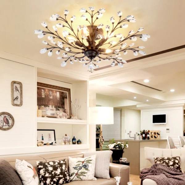 Vintage Crystal Chandelier – Black LED Ceiling Light - Image 6