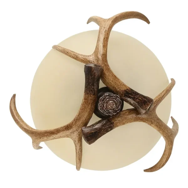 Bymaocar Antler Semi Flush Mount Ceiling Light with 3 Glass Shades – Bronze Finish - Image 8