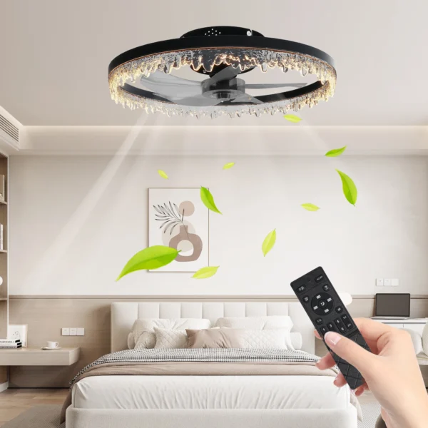 20'' Black LED Ceiling Fan with Light, Silent