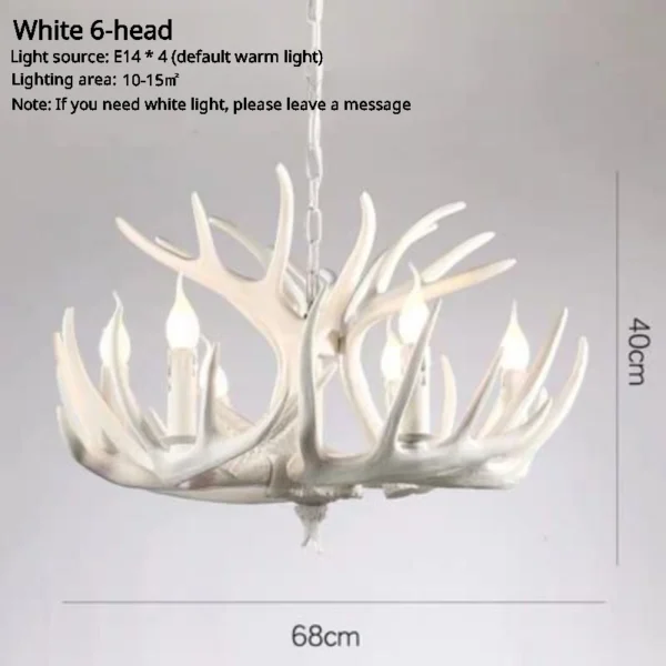 American Retro Deer Antler Chandelier with Lampshades for Home & Restaurants - Image 8