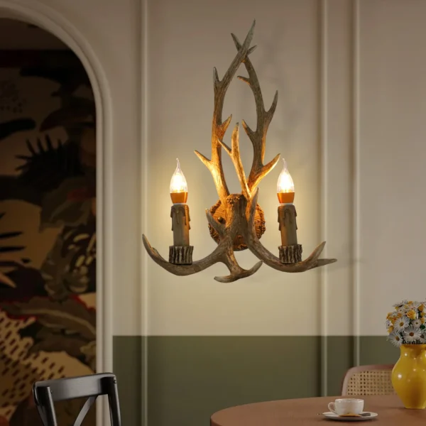 Bymaocar LED Antler Wall Lamp, E14 Indoor Light for Bedroom & Hotel Decor - Image 5