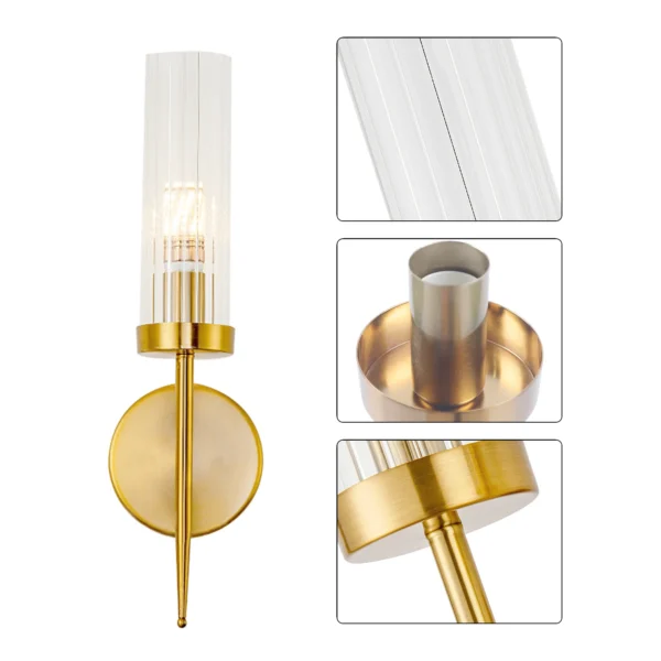 Modern Gold Wall Sconce Light – Single Head Hardwired Fixture, E26 Bulb - Image 10