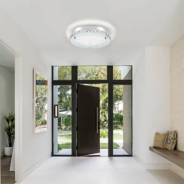 Crystal Flush Mount Ceiling Light - Chrome Hallway & Kitchen Fixture - Image 2